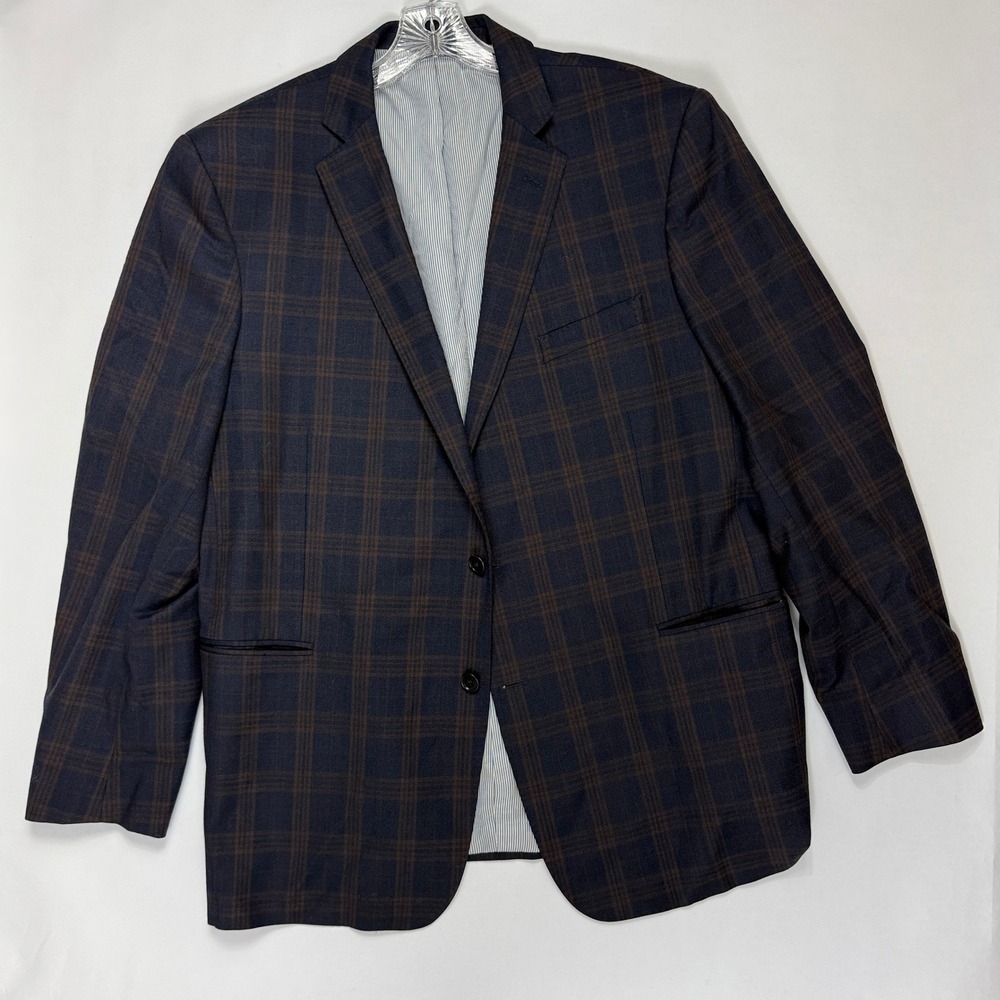Brooks Brothers Explorer Regent Fit Navy Brown Plaid Blazer 48L Made In Egypt